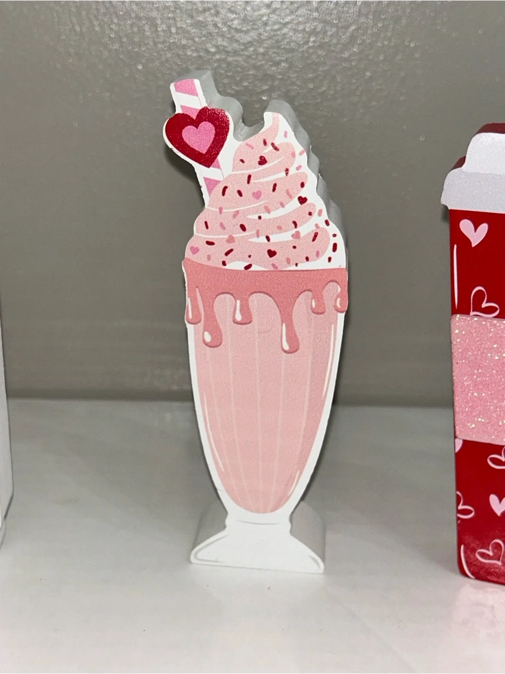 The Spring Shop Pink & Red Valentine Dessert Truck and Treat Tabletop Set wooden